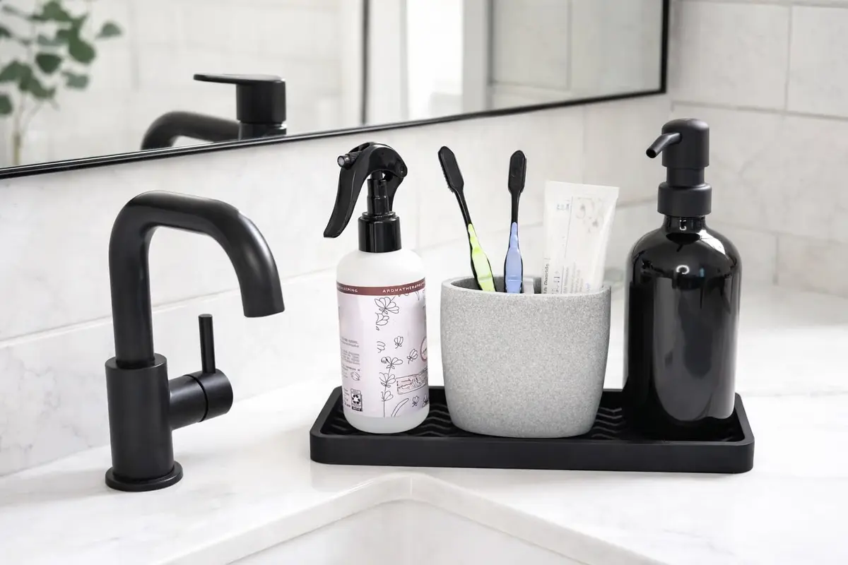 Happitasa Silicone Sink and Surface Organizer Tray, 12"x4" | Heat Safe, Dishwasher Safe, Bathroom & Kitchen - view 5