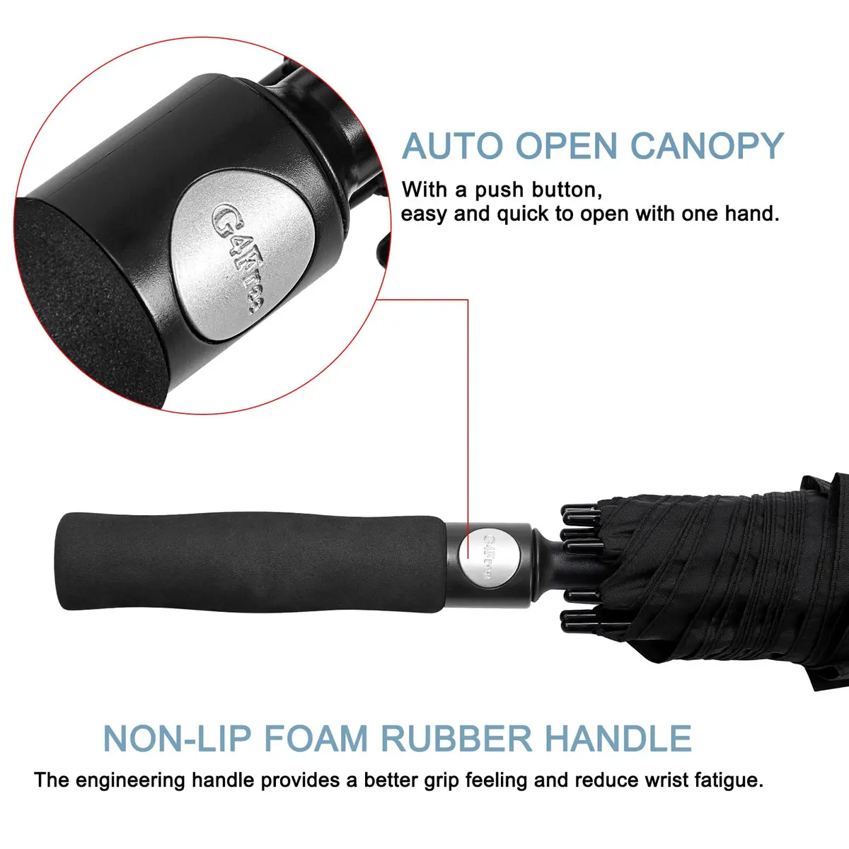 G4Free 72 Inch Oversize Golf Umbrella Auto Open Double Canopy Windproof Black - view 4