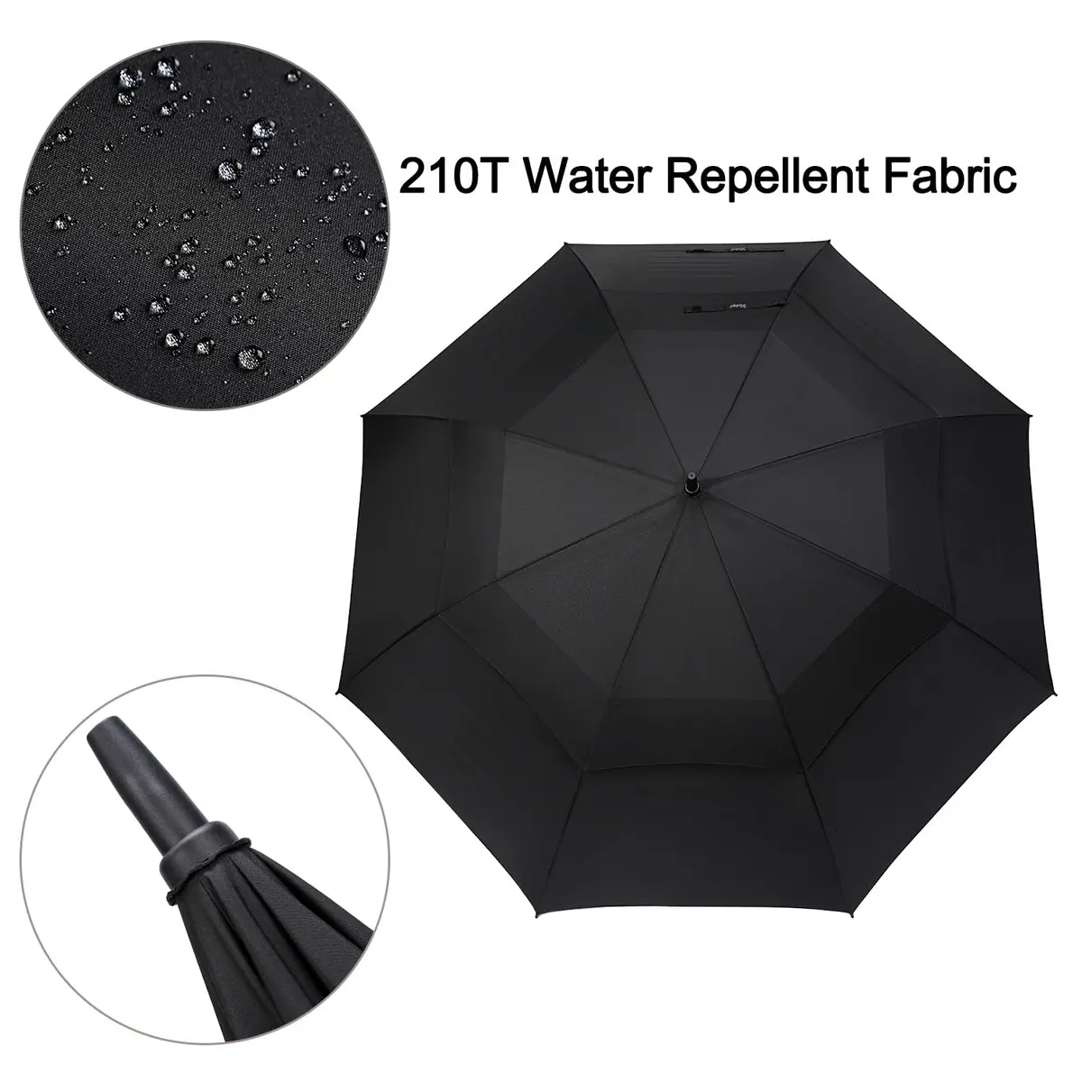 G4Free 72 Inch Oversize Golf Umbrella Auto Open Double Canopy Windproof Black - view 5