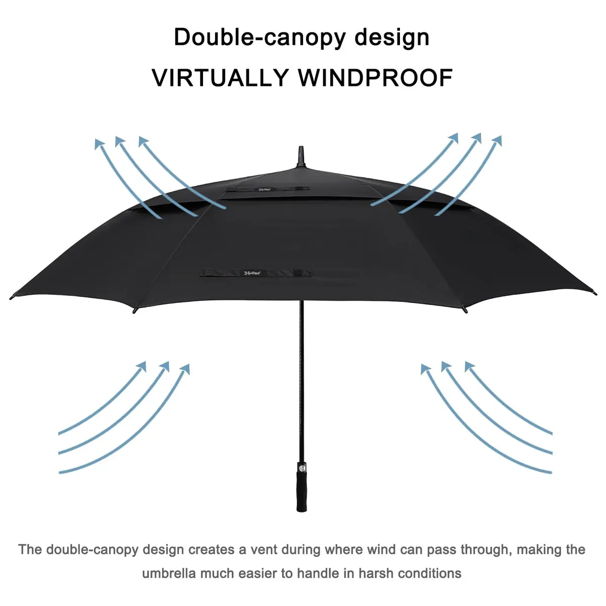 G4Free 72 Inch Oversize Golf Umbrella Auto Open Double Canopy Windproof Black - view 6