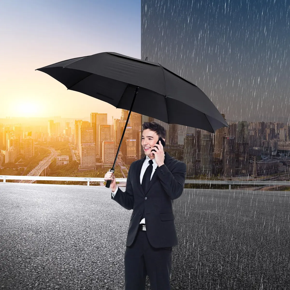 G4Free 72 Inch Oversize Golf Umbrella Auto Open Double Canopy Windproof Black - view 8