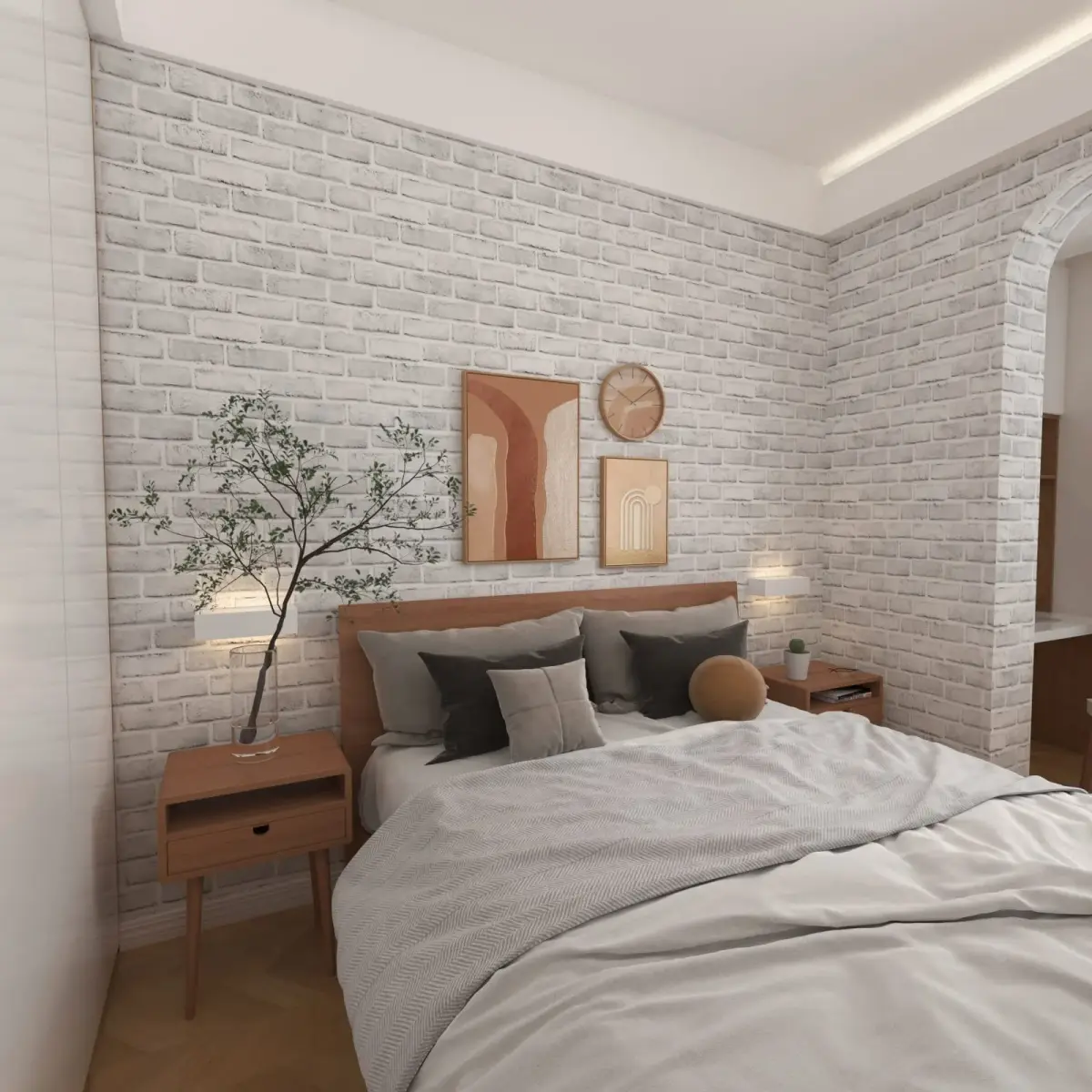 Cohoo Home White Brick Wallpaper Peel and Stick 45cm x 305cm | Realistic Faux Brick Look for Walls - view 9