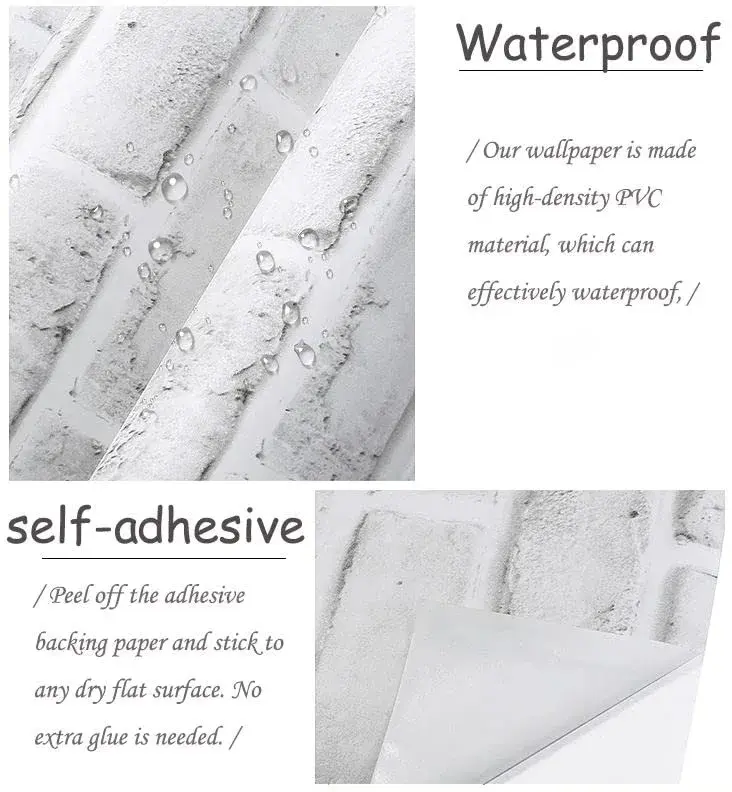 Cohoo Home White Brick Wallpaper Peel and Stick 45cm x 305cm | Realistic Faux Brick Look for Walls - view 4