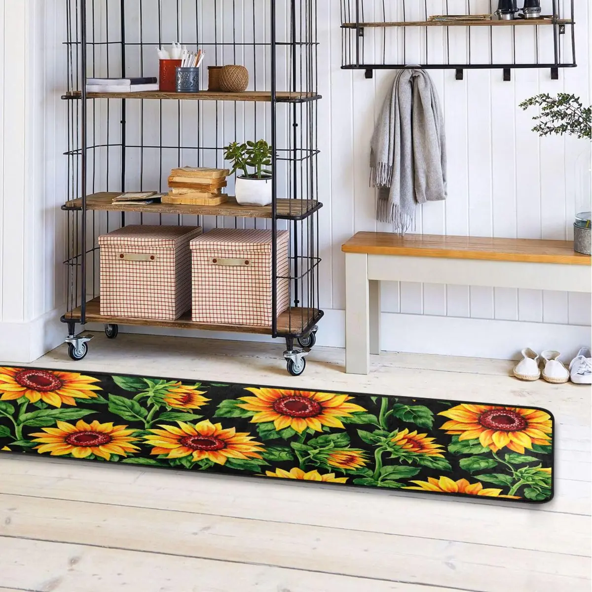 Senya Sunflower Floral Kitchen Rugs 72" x 24" | Non-Slip Water Absorbent Floor Mat - view 6