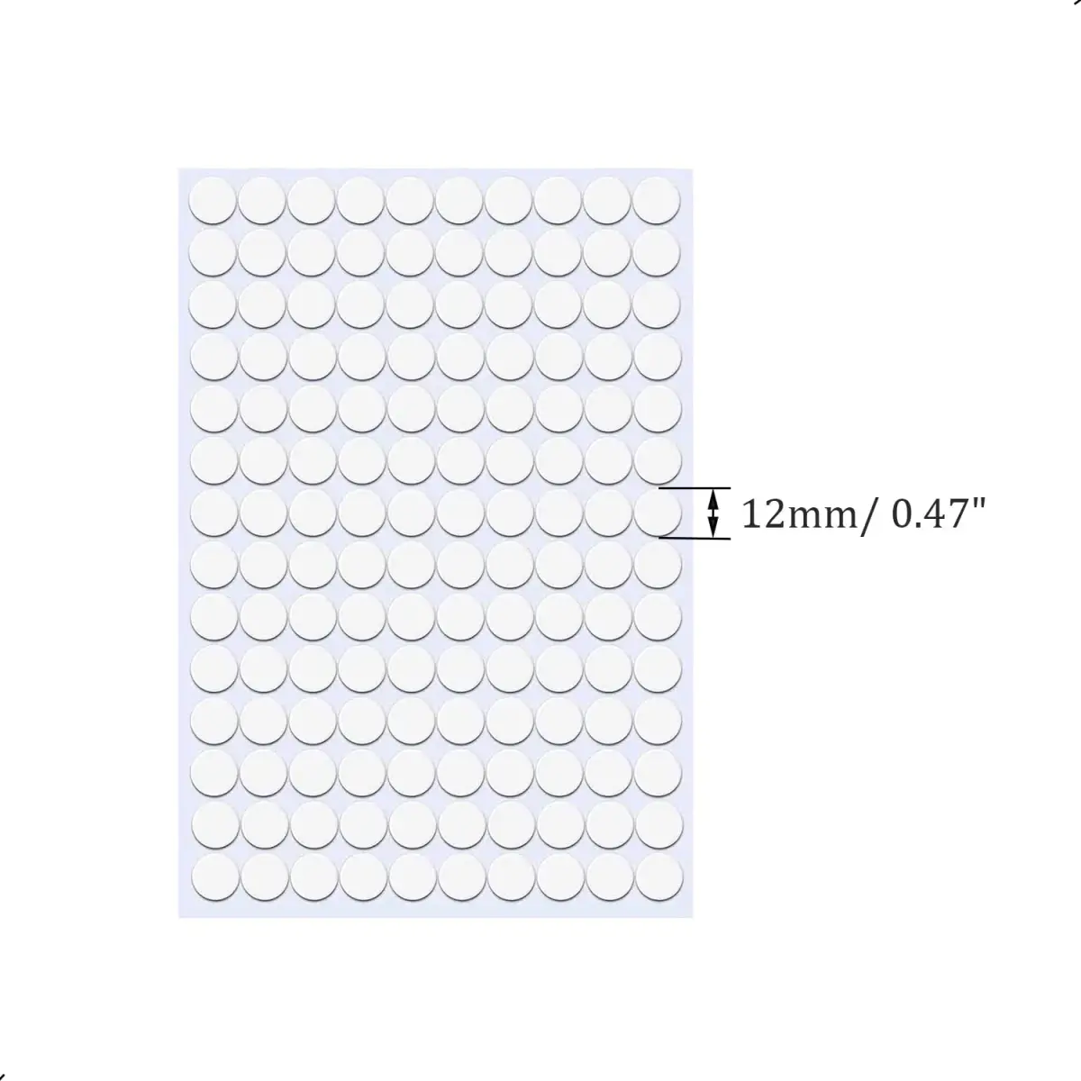ZXUEZHENG White Self-Adhesive Screw Hole Stickers 12mm (0.47") | 280-Piece Pack for Furniture & Cabinets - view 2