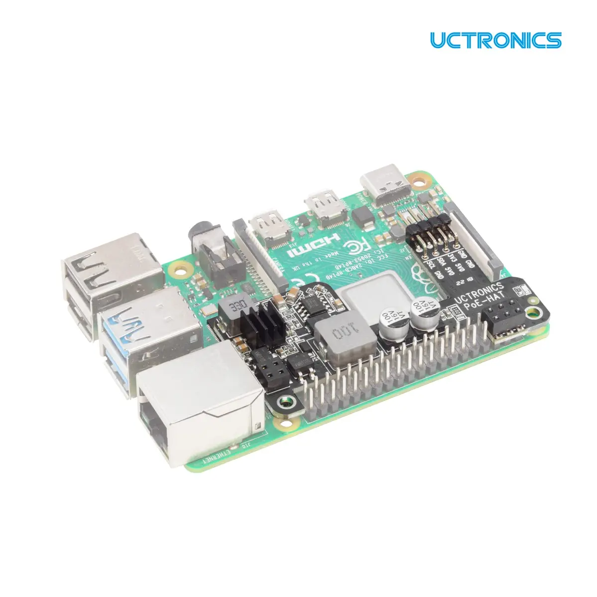UCTRONICS PoE HAT for Raspberry Pi 4B/3B+ | Power Over Ethernet Support 802.3af - view 5