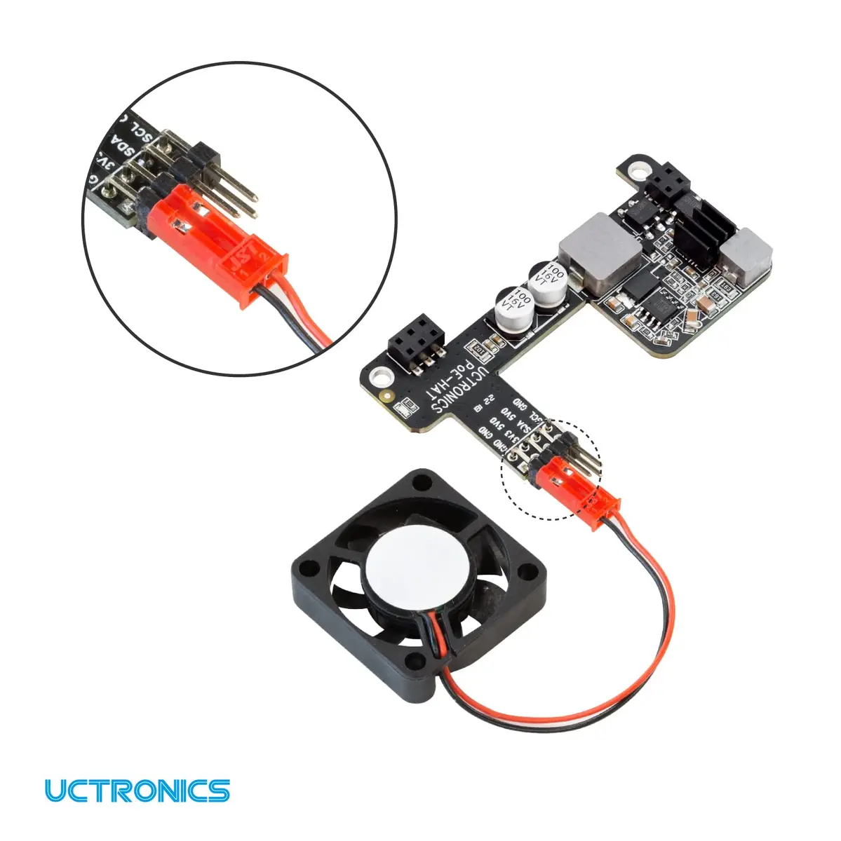 UCTRONICS PoE HAT for Raspberry Pi 4B/3B+ | Power Over Ethernet Support 802.3af - view 4