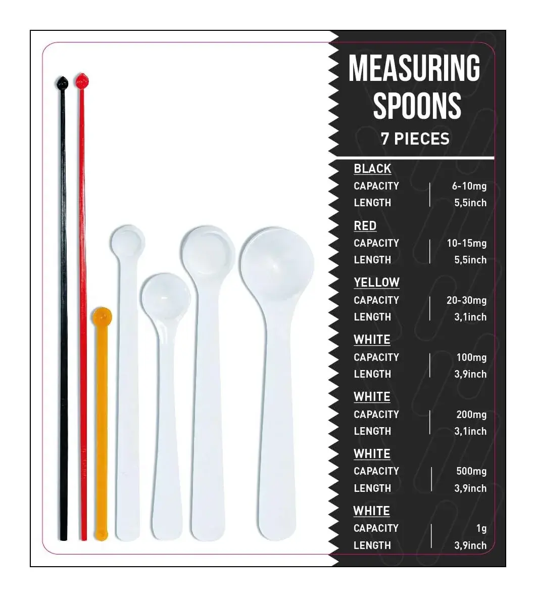 Extrakt Manufaktur Hamburg Milligram Measuring Spoons Set of 7 | 6 mg to 1g Dosing Spoons - main product image