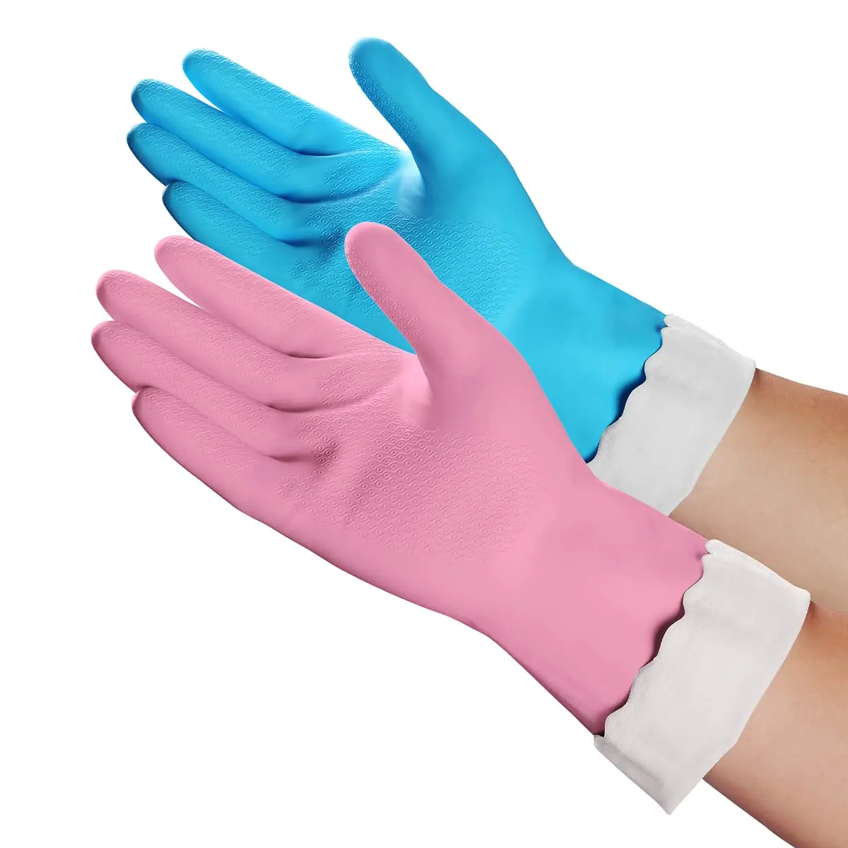 HSL Latex-Free Cleaning Gloves, Cotton Flocked Liner, 2 Pairs, Medium (135 g / 0.3 lb) - main product image