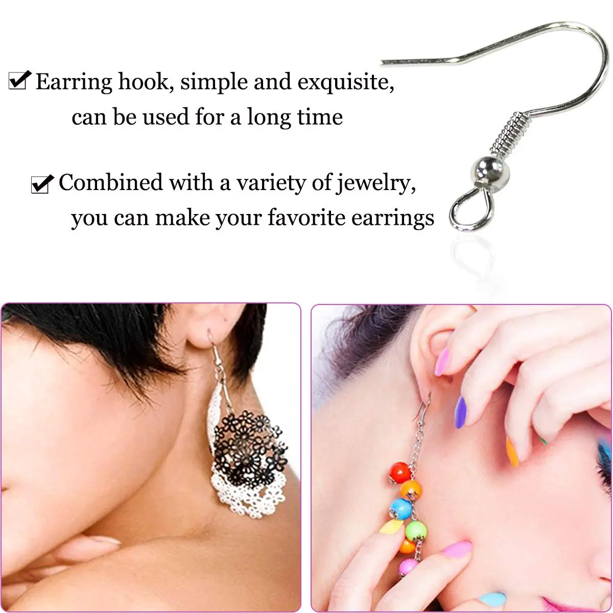 TTSAM Silver Plated Earring Hooks with Ball and Coil, Hypoallergenic Alloy Ear Wires (120 Pcs, 19x18 mm) - view 2