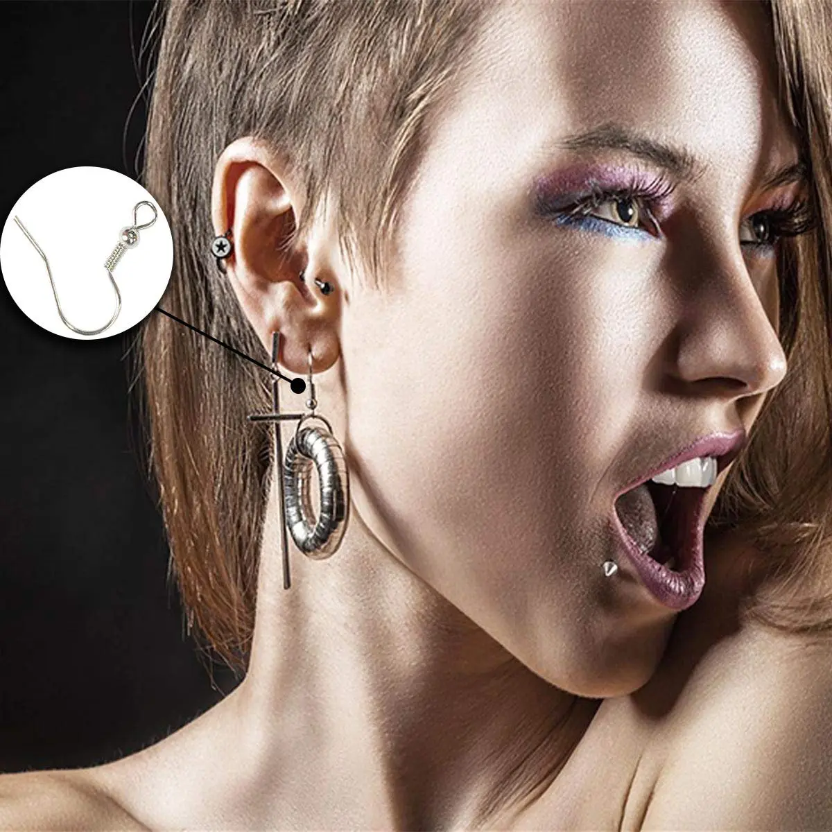 TTSAM Silver Plated Earring Hooks with Ball and Coil, Hypoallergenic Alloy Ear Wires (120 Pcs, 19x18 mm) - view 3