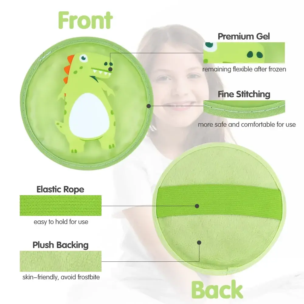 Hilph Kids Ice Packs for Boo Boos, Reusable 3 Pack Gel Ice Packs with Soft Backing 11.9cm x 11.9cm (4.7"x4.7") | Dual-Sided Cold & Hot Therapy - view 3