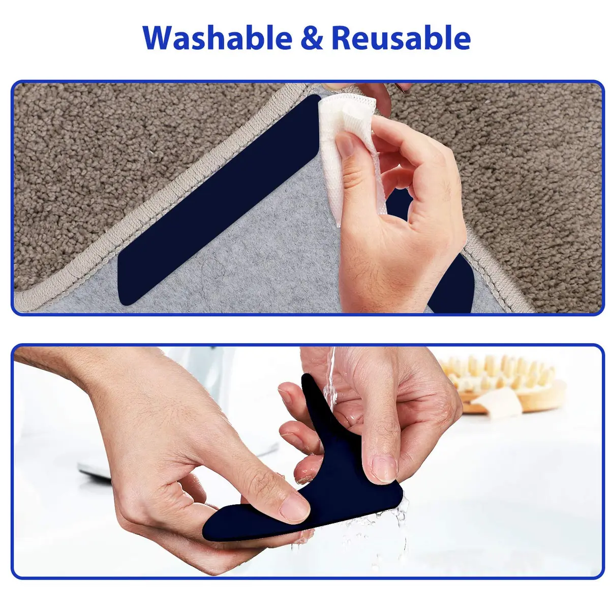 Sollifa Rug Tape 16 Pcs | Washable Non-Slip Rug Corner Holder for Hardwood & Tile Floors - view 3