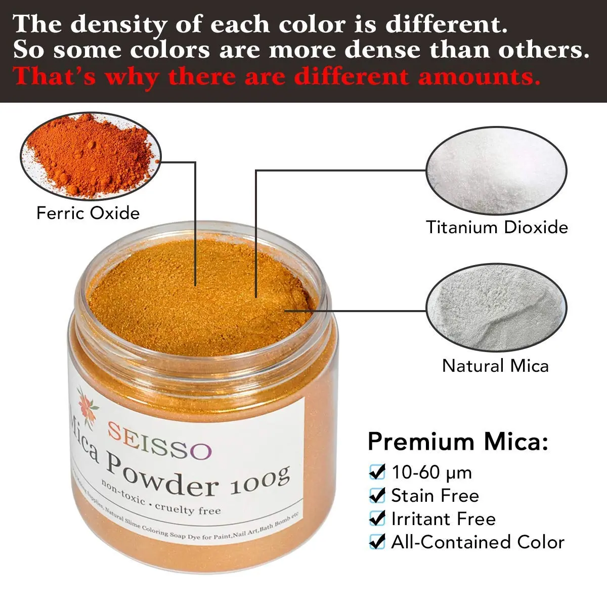 SEISSO Gold Mica Powder for Epoxy Resin 3.5 oz | Cosmetic Grade for Soap & Art - view 3