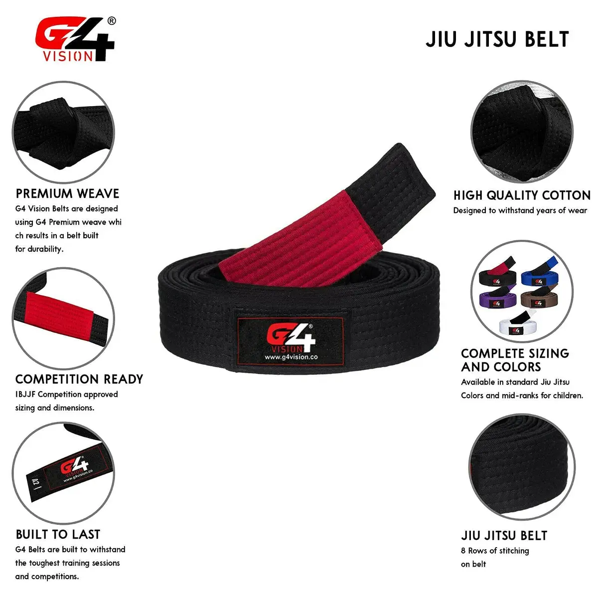 G4 VISION Jiu Jitsu BJJ Belt Brown A4 | Durable, Expert-Made for Training & Tournaments - view 4