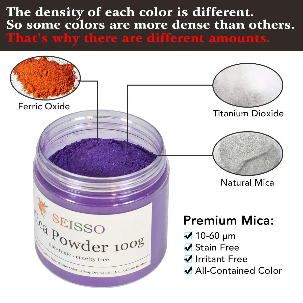 SEISSO Purple Mica Powder for Epoxy Resin 3.5 oz | Cosmetic Grade for Soap & Art - view 3