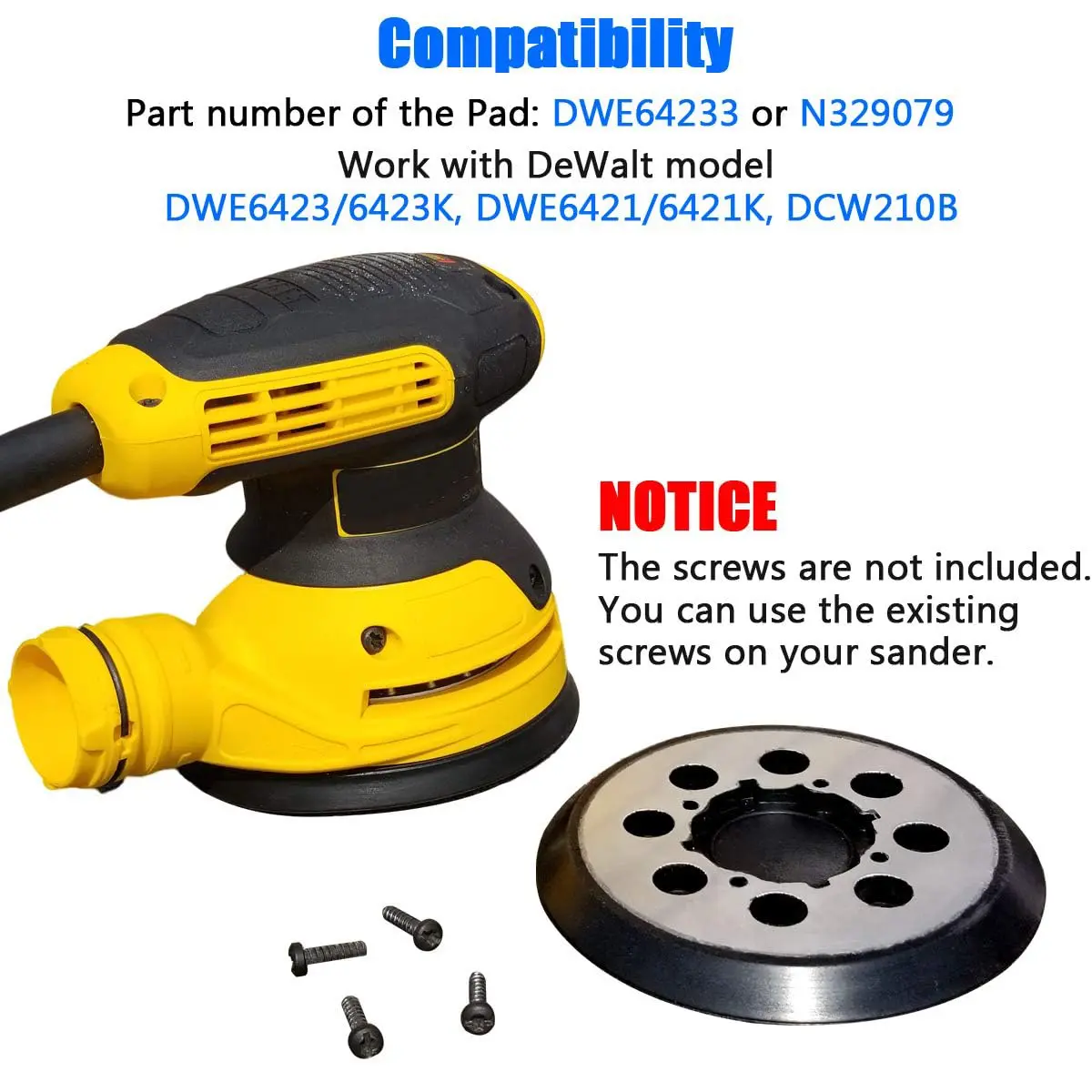 Tockrop 5 Inch 8 Hole Aluminum Alloy Replacement Sanding Pad for Dewalt DWE6423/6423K, DWE6421/6421K, DCW210B | Heavy-Duty Metal Backing - view 6