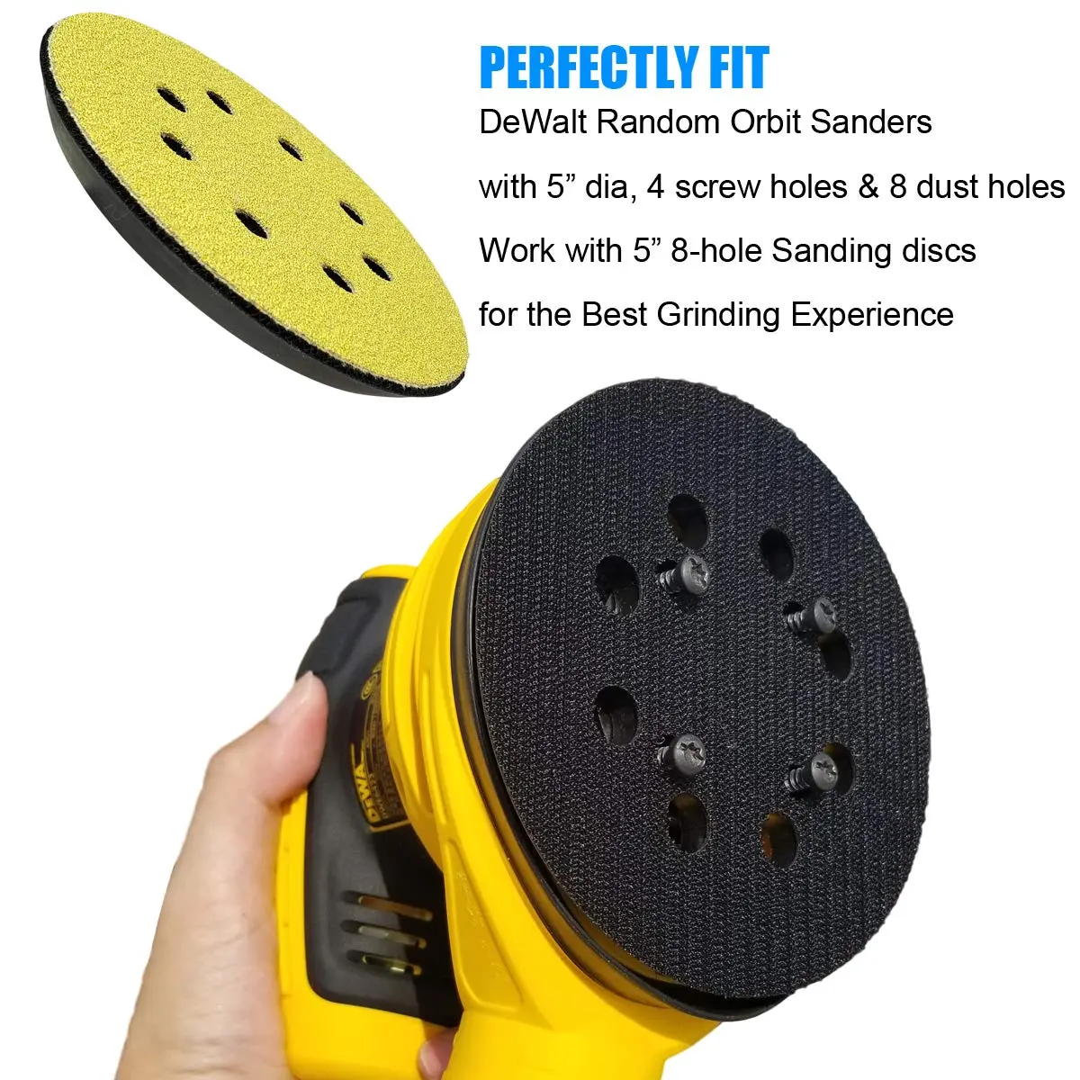 Tockrop 5 Inch 8 Hole Aluminum Alloy Replacement Sanding Pad for Dewalt DWE6423/6423K, DWE6421/6421K, DCW210B | Heavy-Duty Metal Backing - view 4
