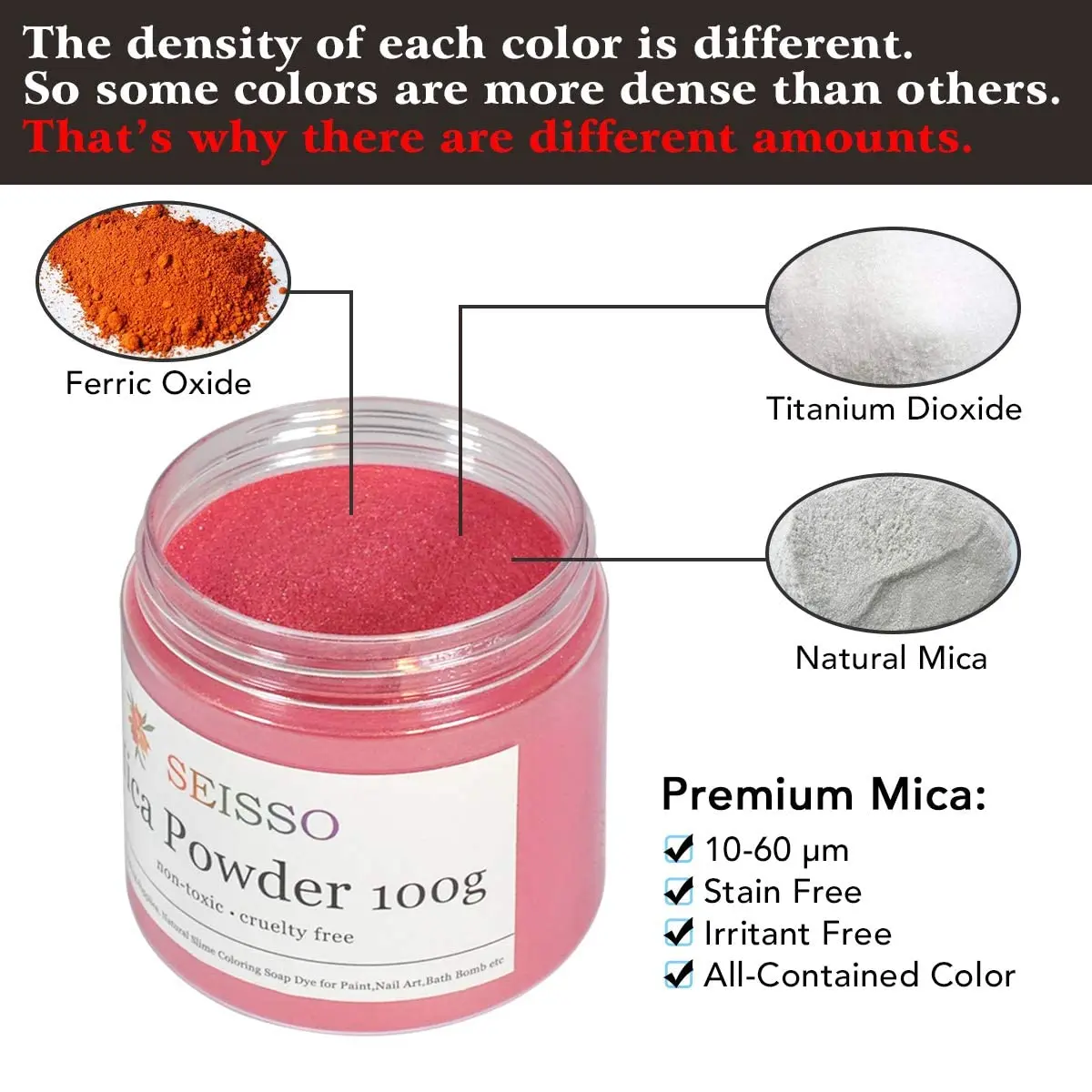SEISSO Pink Mica Powder for Epoxy Resin 3.5 oz | Cosmetic Grade for Soap & Art - view 2