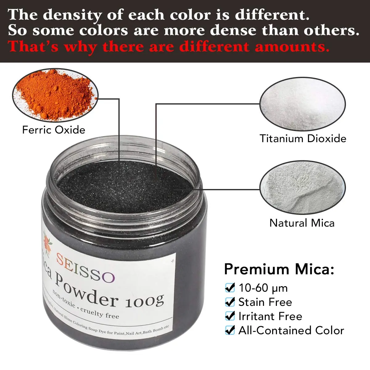 SEISSO Sliver Black Mica Powder 3.5 oz | Cosmetic Grade for Soap & Resin Projects - view 3