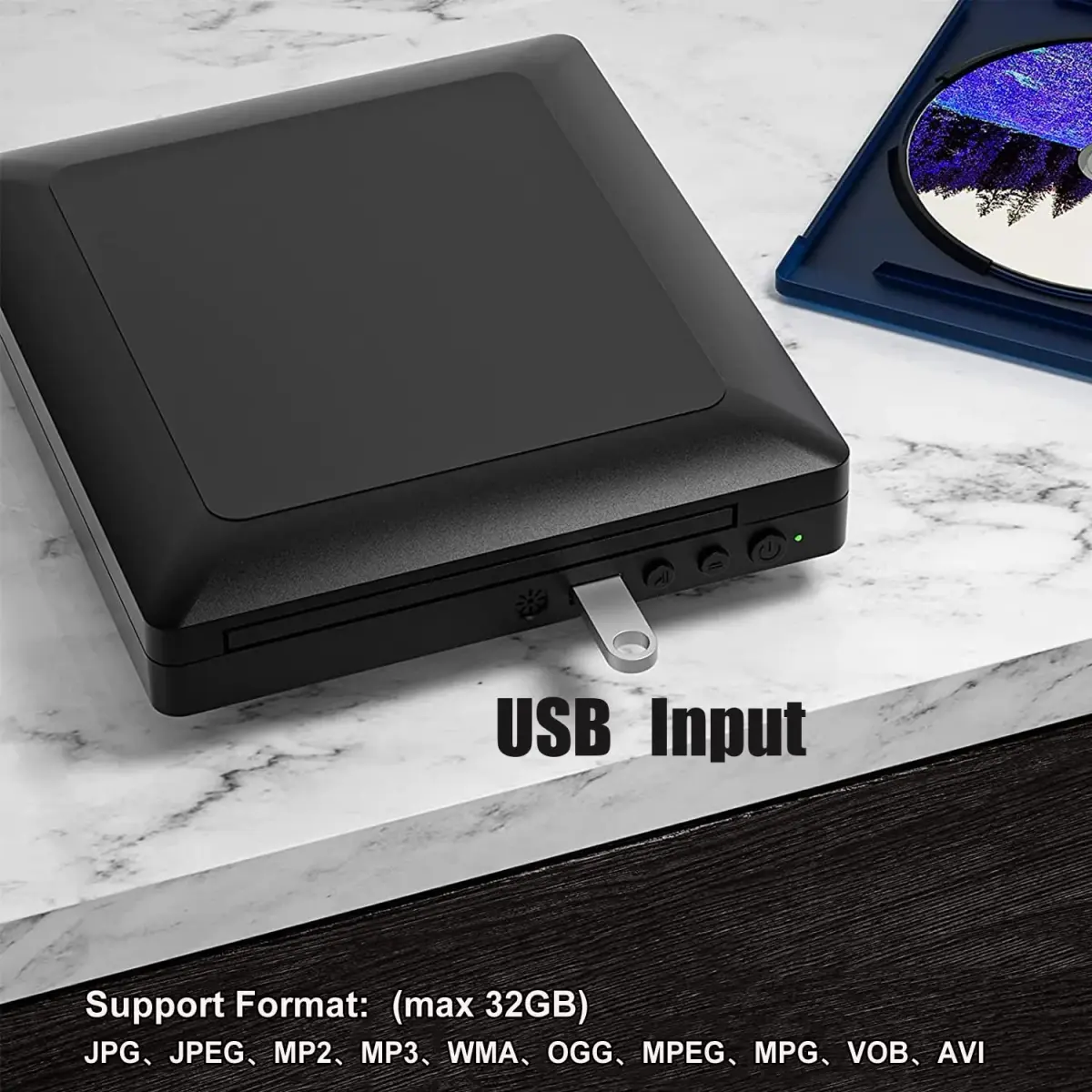 Ceihoit Mini HD DVD Player 19.6cm (7.7in) Black | Upscaling to 1080p for Home Theater - view 5