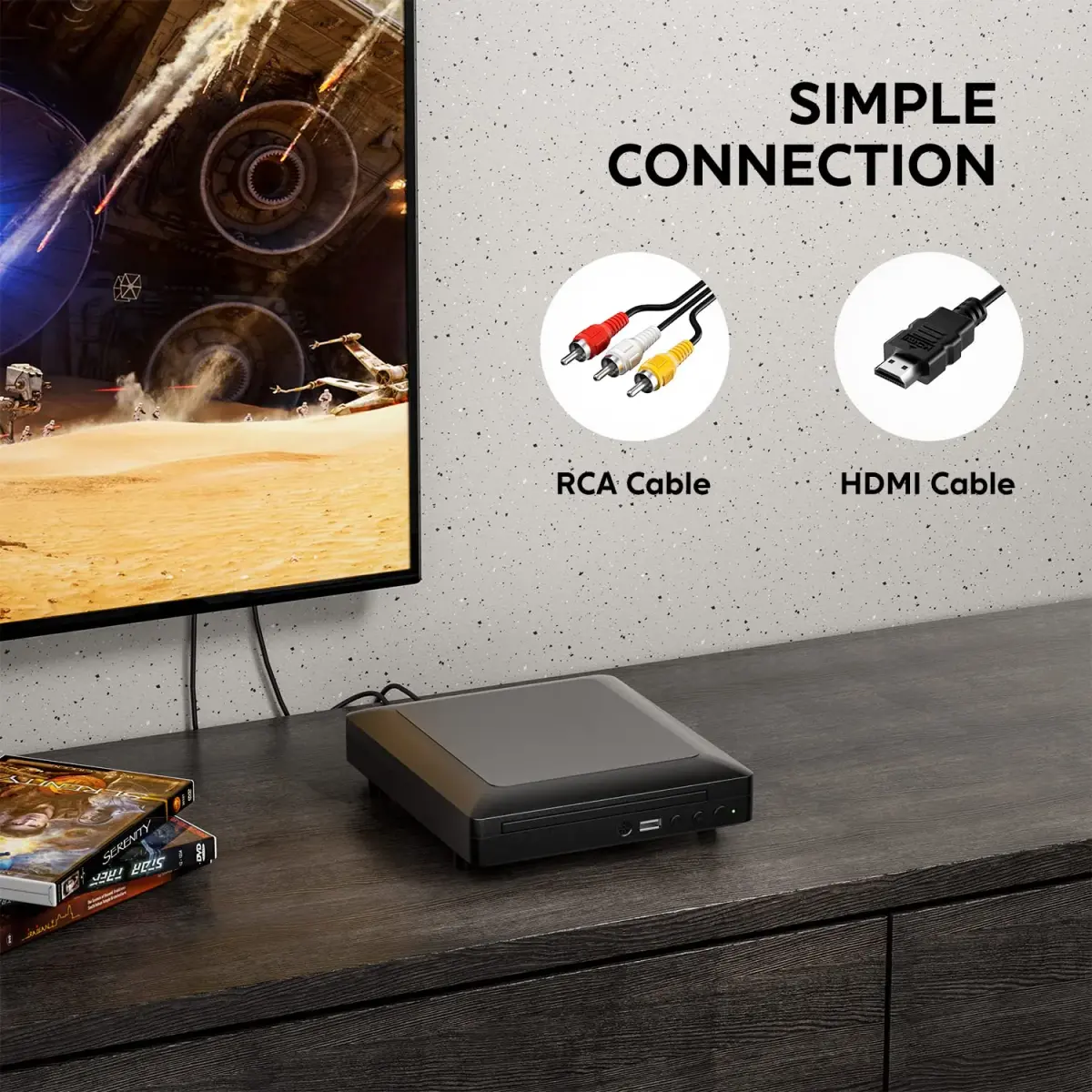 Ceihoit Mini HD DVD Player 19.6cm (7.7in) Black | Upscaling to 1080p for Home Theater - view 8