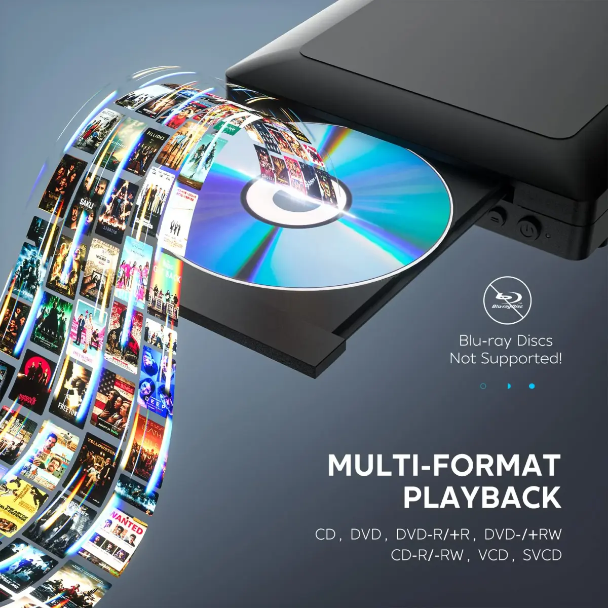 Ceihoit Mini HD DVD Player 19.6cm (7.7in) Black | Upscaling to 1080p for Home Theater - view 9