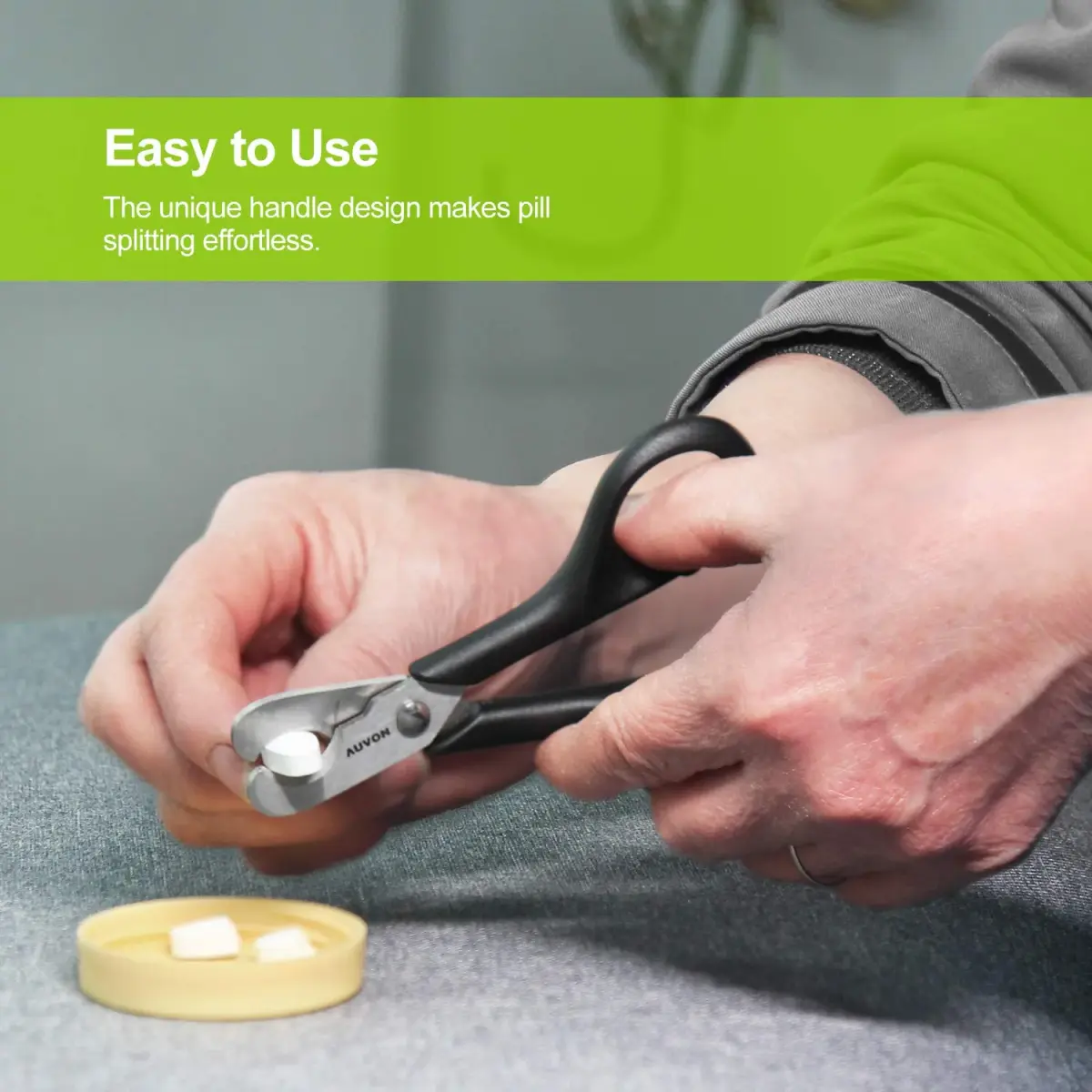 AUVON Scissors-Shaped Pill Cutter Black | FDA Approved, Doctor Recommended for Easy Tablet Splitting - view 7