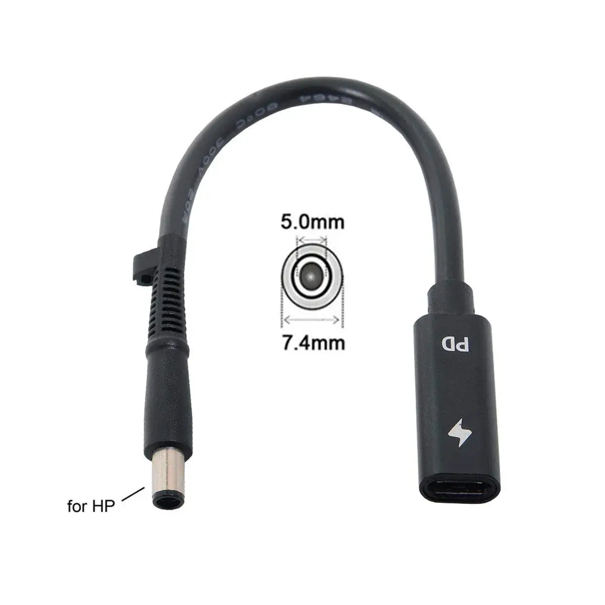 cablecc USB-C Female to DC 7.4x5.0mm PD Charge Cable 20cm (0.65ft) | Powers HP Laptops from USB-C Chargers - view 2