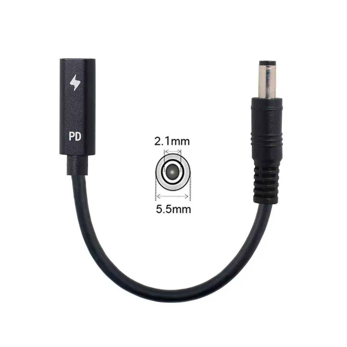 cablecc USB-C Female to DC 5.5x2.1mm PD Charge Cable 20cm (0.65ft) | Powers Laptops 18-20V - view 3