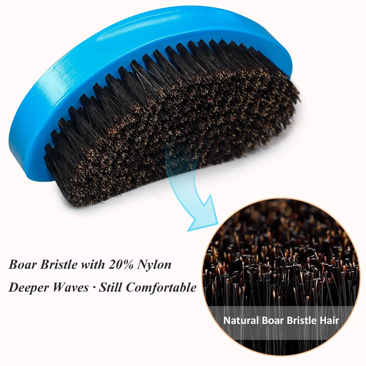 Aosina Medium Hard Wave Brush for Men | Curved Boar Bristle for 360 Waves - view 5