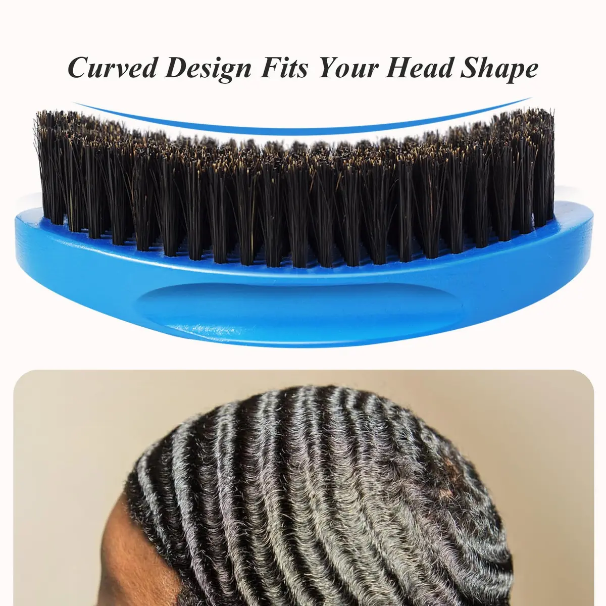Aosina Medium Hard Wave Brush for Men | Curved Boar Bristle for 360 Waves - view 6