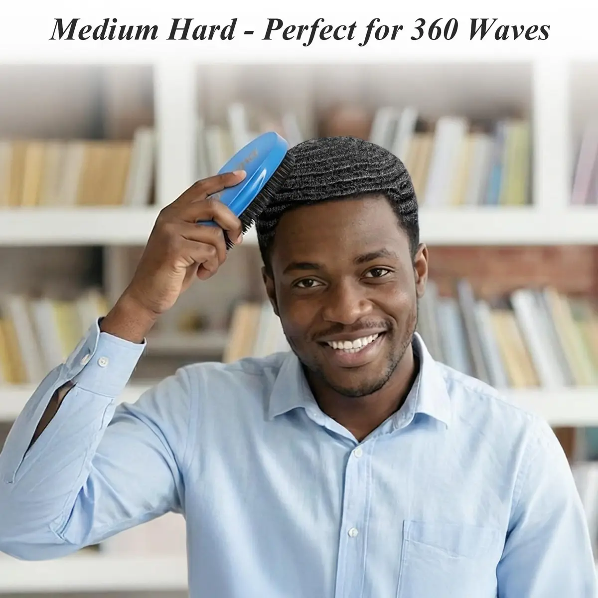 Aosina Medium Hard Wave Brush for Men | Curved Boar Bristle for 360 Waves - view 9