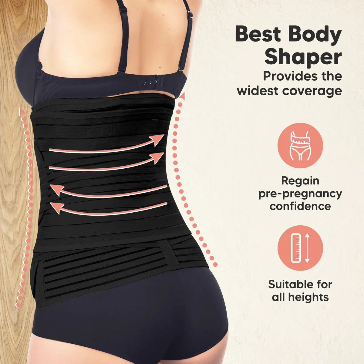 KeaBabies Revive 3-in-1 Postpartum Belly Support Recovery Wrap Band Midnight Black XL | Supports Core & Pelvis - view 6