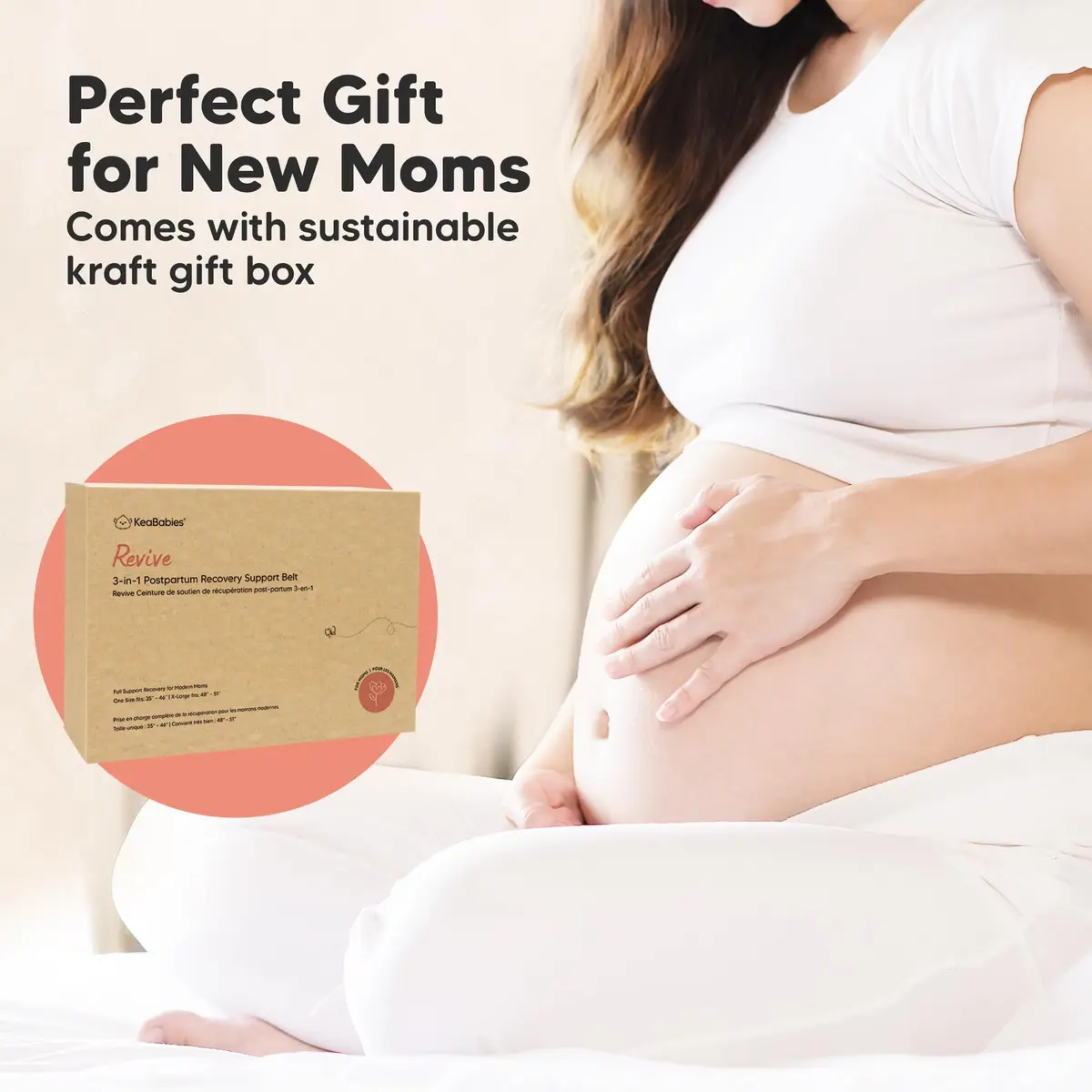 KeaBabies Revive 3-in-1 Postpartum Belly Support Recovery Wrap Band Midnight Black XL | Supports Core & Pelvis - view 9