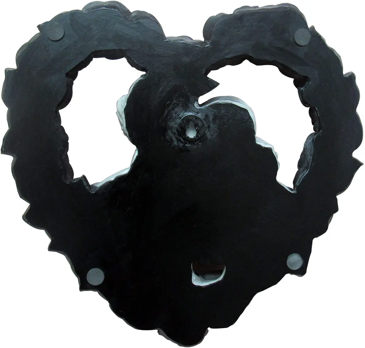 DWK Love Eternal Skeleton Couple Black Rose Wreath Wall Sculpture 34 cm (13.5" W x 12.5" H x 2.5" D) | Hand-Painted Resin Decor - view 4