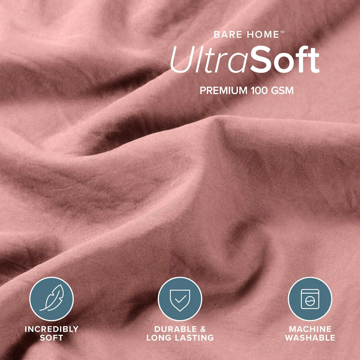 Bare Home Washed Duvet Cover Set 1800 Ultra-Soft (Twin/Twin XL, Dusty Rose) | Premium Microfiber Bedding - view 2