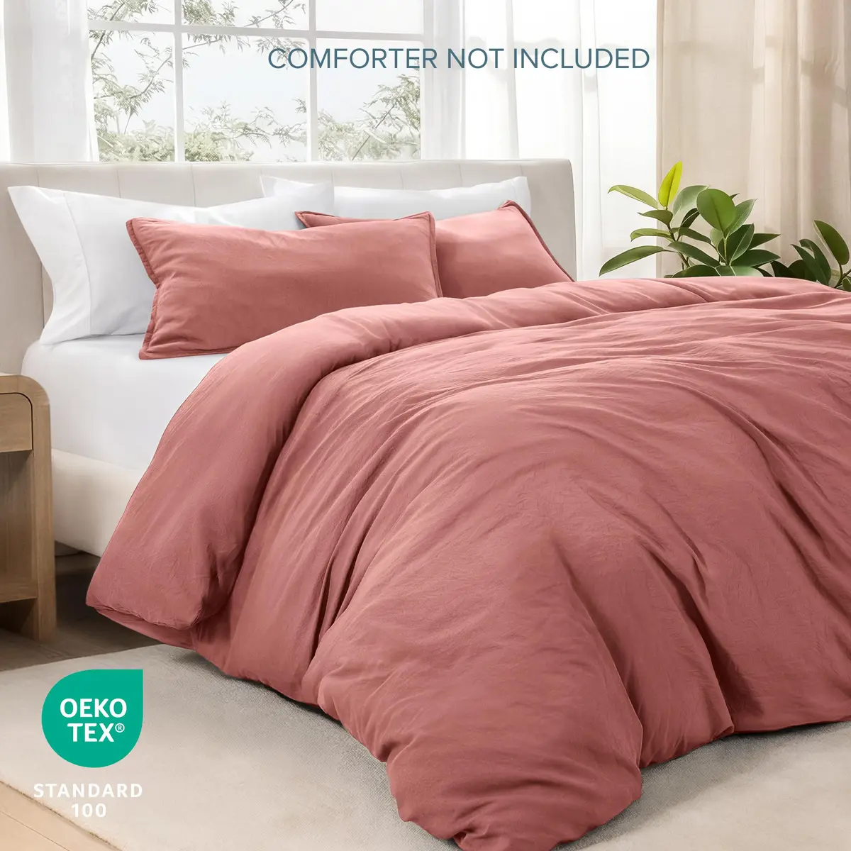 Bare Home Washed Duvet Cover Set 1800 Ultra-Soft (Twin/Twin XL, Dusty Rose) | Premium Microfiber Bedding - view 4