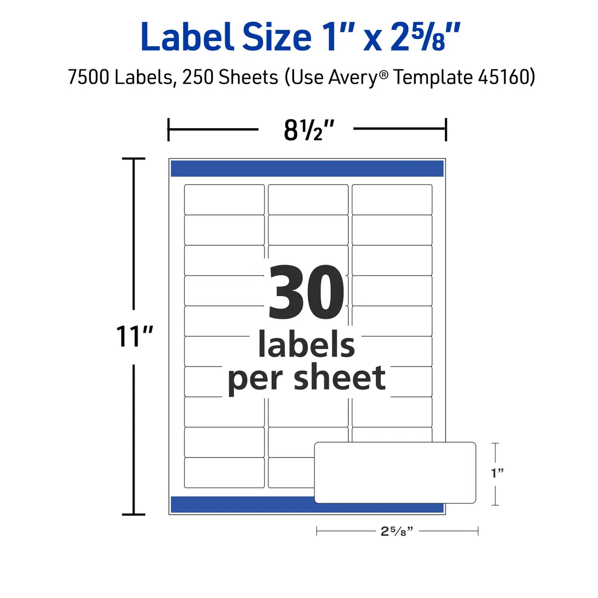Avery Printable Address Labels with Sure Feed, 1" x 2-5/8" Customizable Stickers, White, 15,000 Labels Total (2-Pack) - view 5