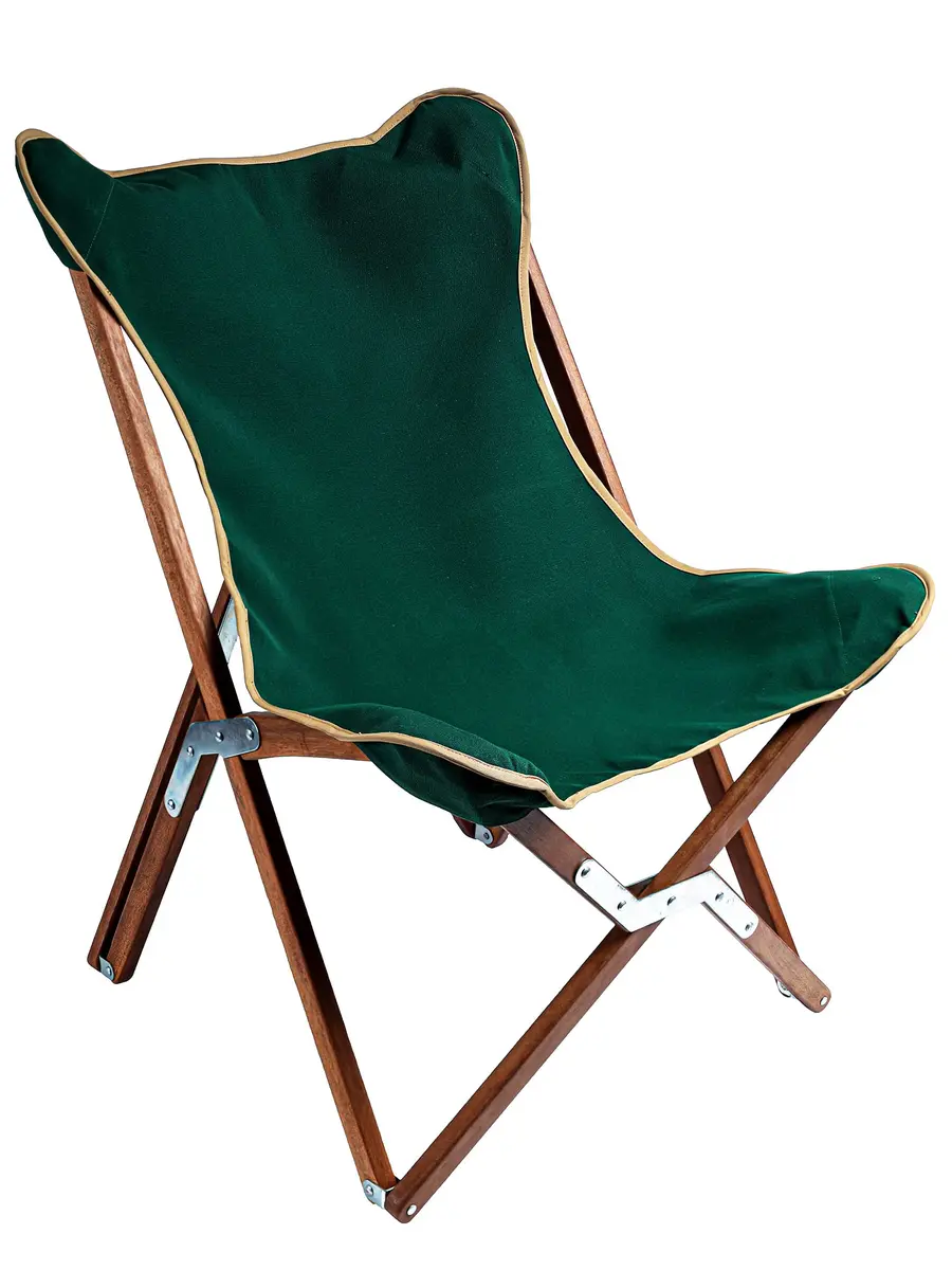 BYER OF MAINE Pangean Butterfly Chair, Easy-Fold Hardwood Sling Chair, 81cm (32") H x 58cm (23") W x 69cm (27") D - main product image