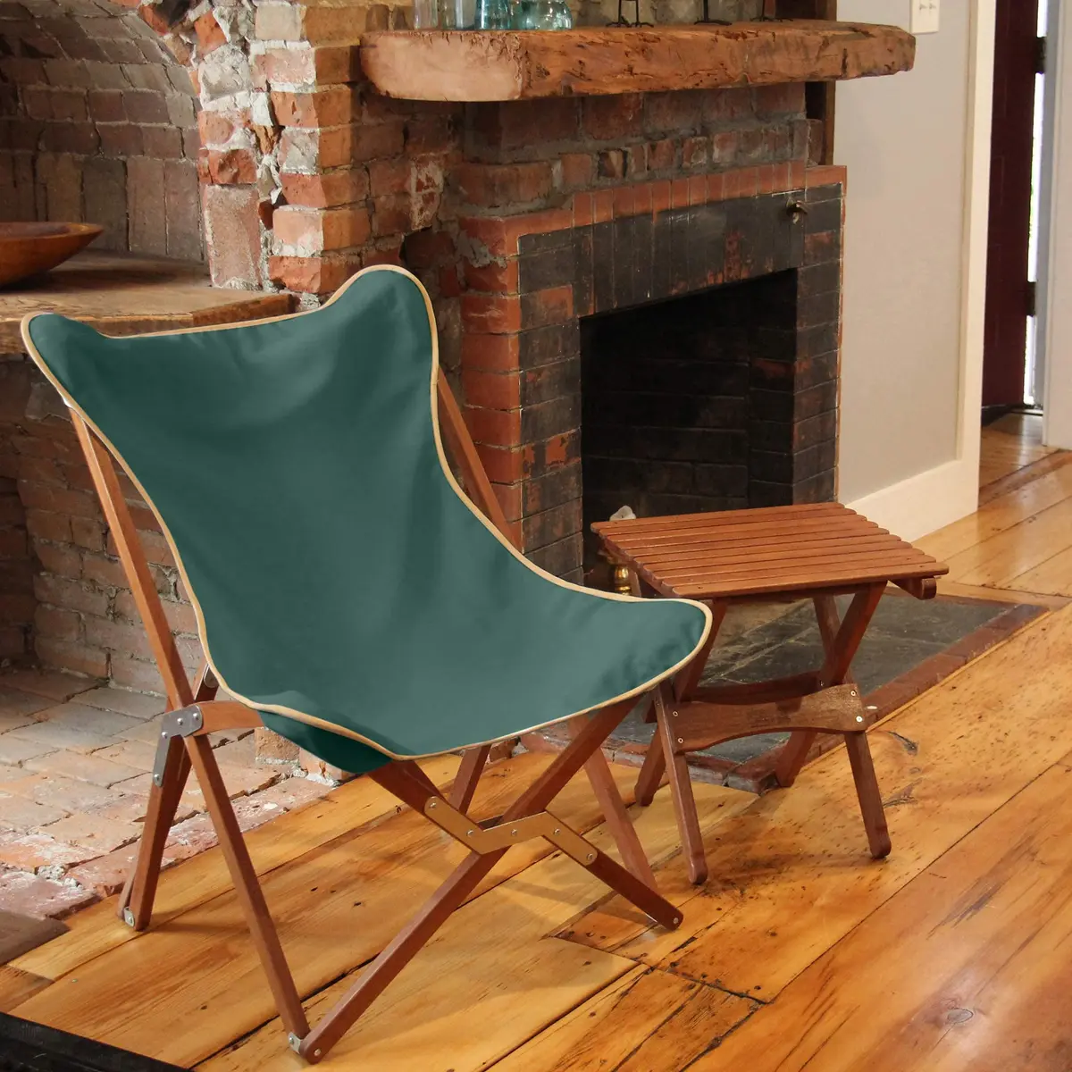 BYER OF MAINE Pangean Butterfly Chair, Easy-Fold Hardwood Sling Chair, 81cm (32") H x 58cm (23") W x 69cm (27") D - view 9