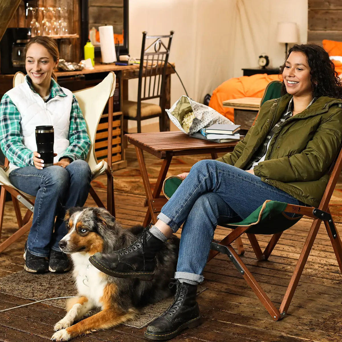 BYER OF MAINE Pangean Butterfly Chair, Easy-Fold Hardwood Sling Chair, 81cm (32") H x 58cm (23") W x 69cm (27") D - view 3