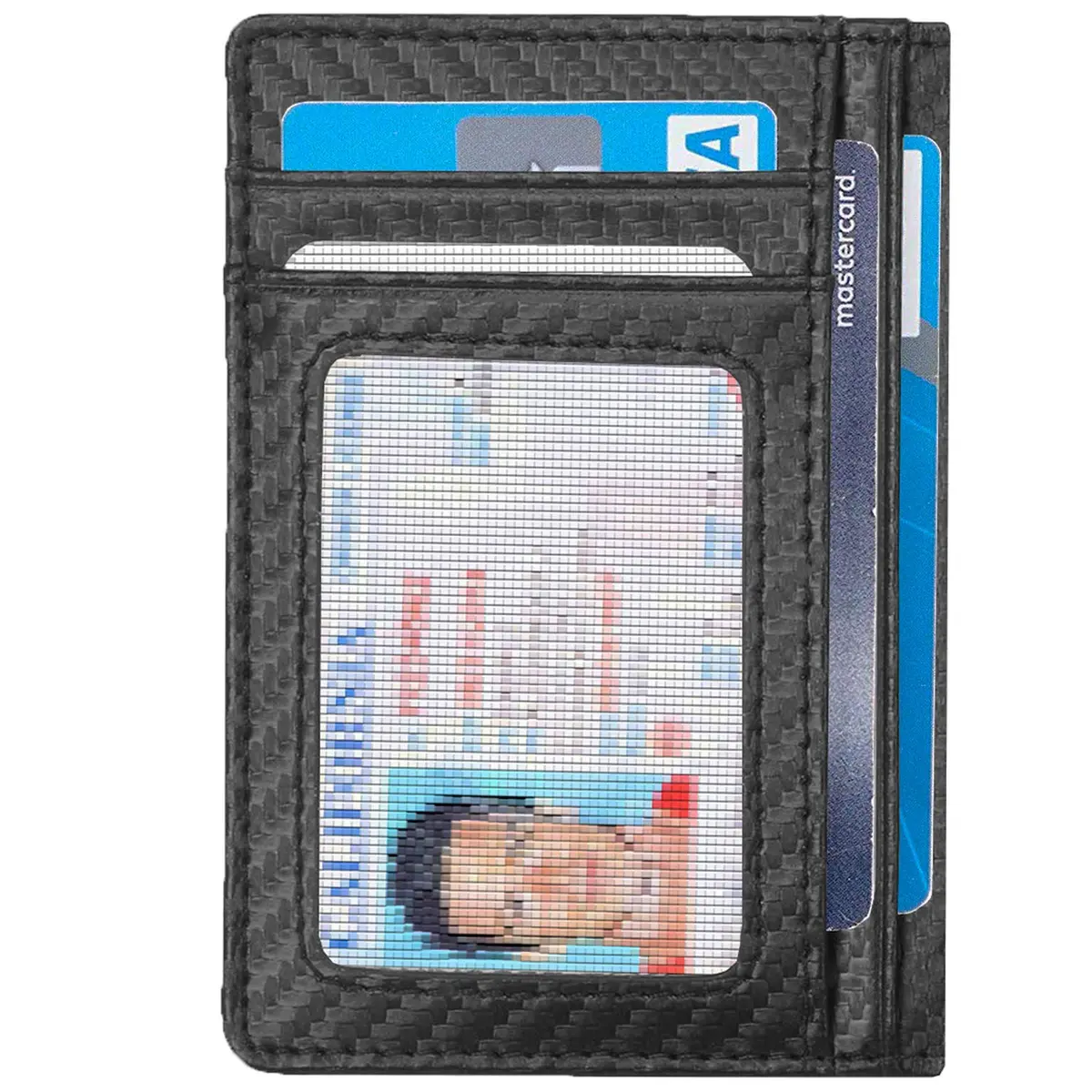 Dorras Slim Wallet Minimalist Front Pocket RFID Blocking Bifold Wallet with ID Window - Black | Genuine Leather - view 5