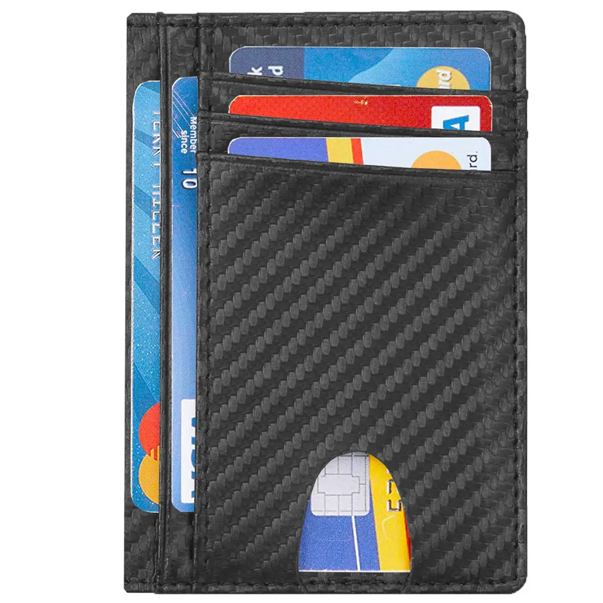 Dorras Slim Wallet Minimalist Front Pocket RFID Blocking Bifold Wallet with ID Window - Black | Genuine Leather - view 6