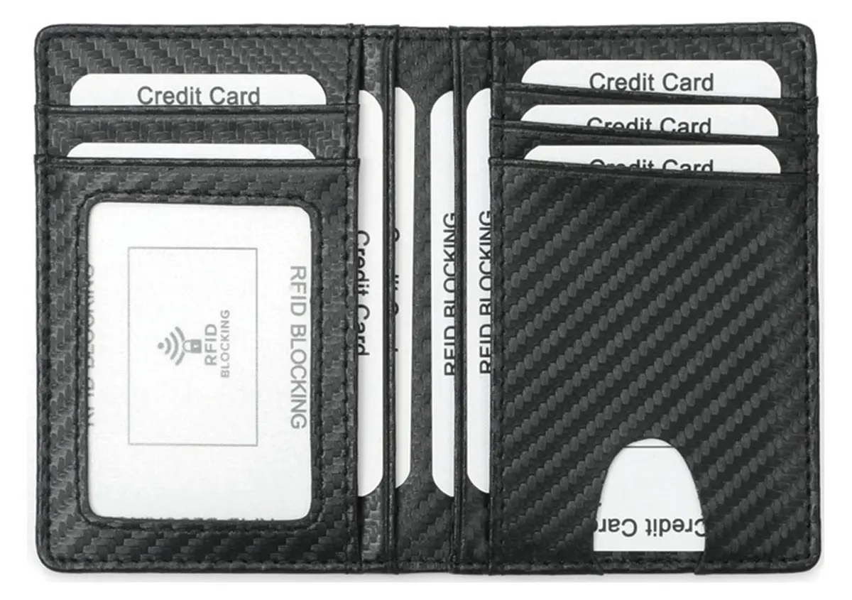 Dorras Slim Wallet Minimalist Front Pocket RFID Blocking Bifold Wallet with ID Window - Black | Genuine Leather - main product image