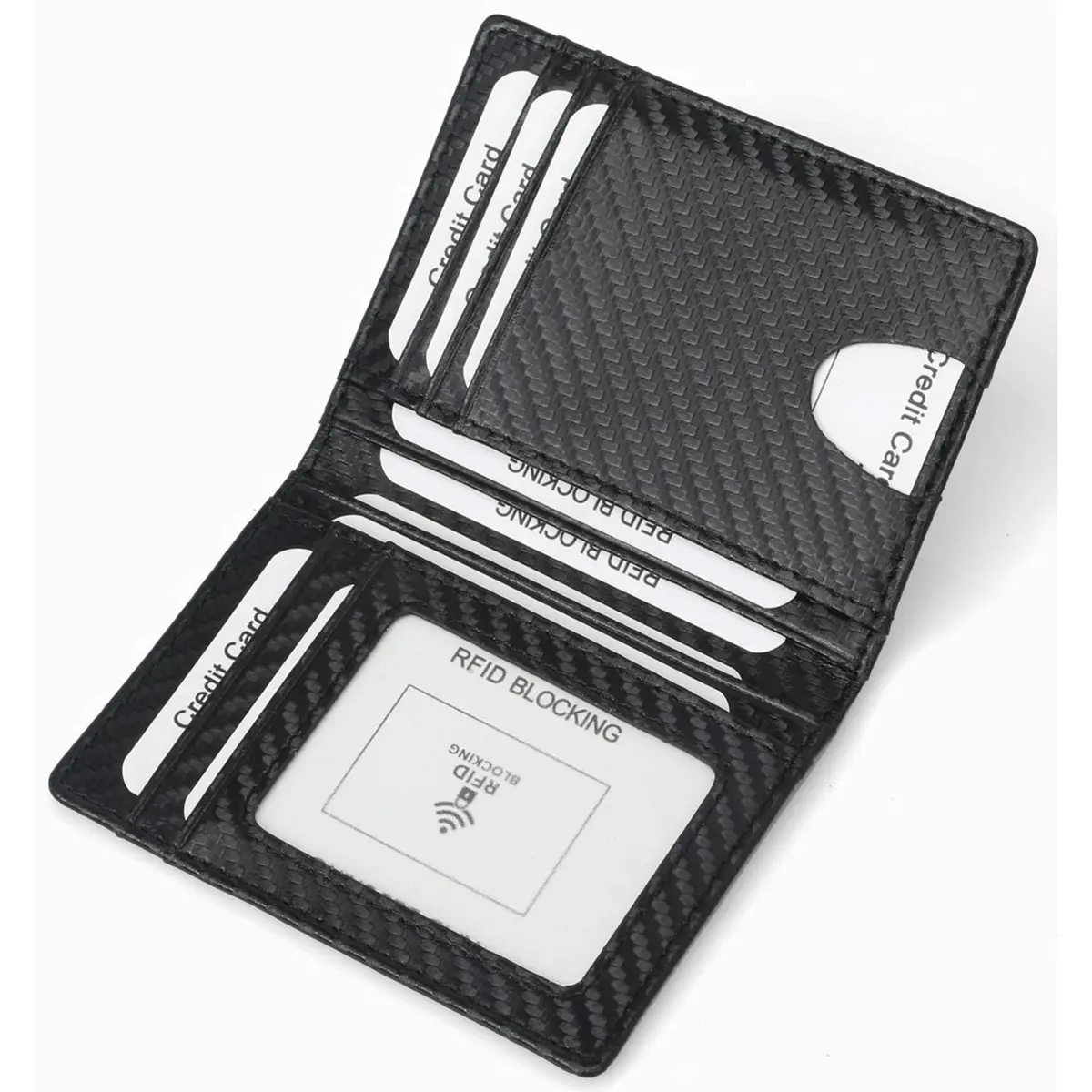 Dorras Slim Wallet Minimalist Front Pocket RFID Blocking Bifold Wallet with ID Window - Black | Genuine Leather - view 3