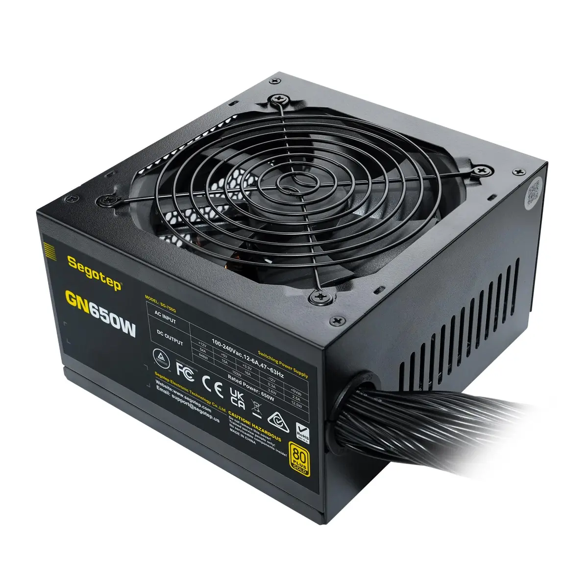 Segotep 650W Power Supply 80 Plus Gold Certified | Non-Modular Gaming PSU with 4 PCIe Connectors (120mm Fan) - main product image