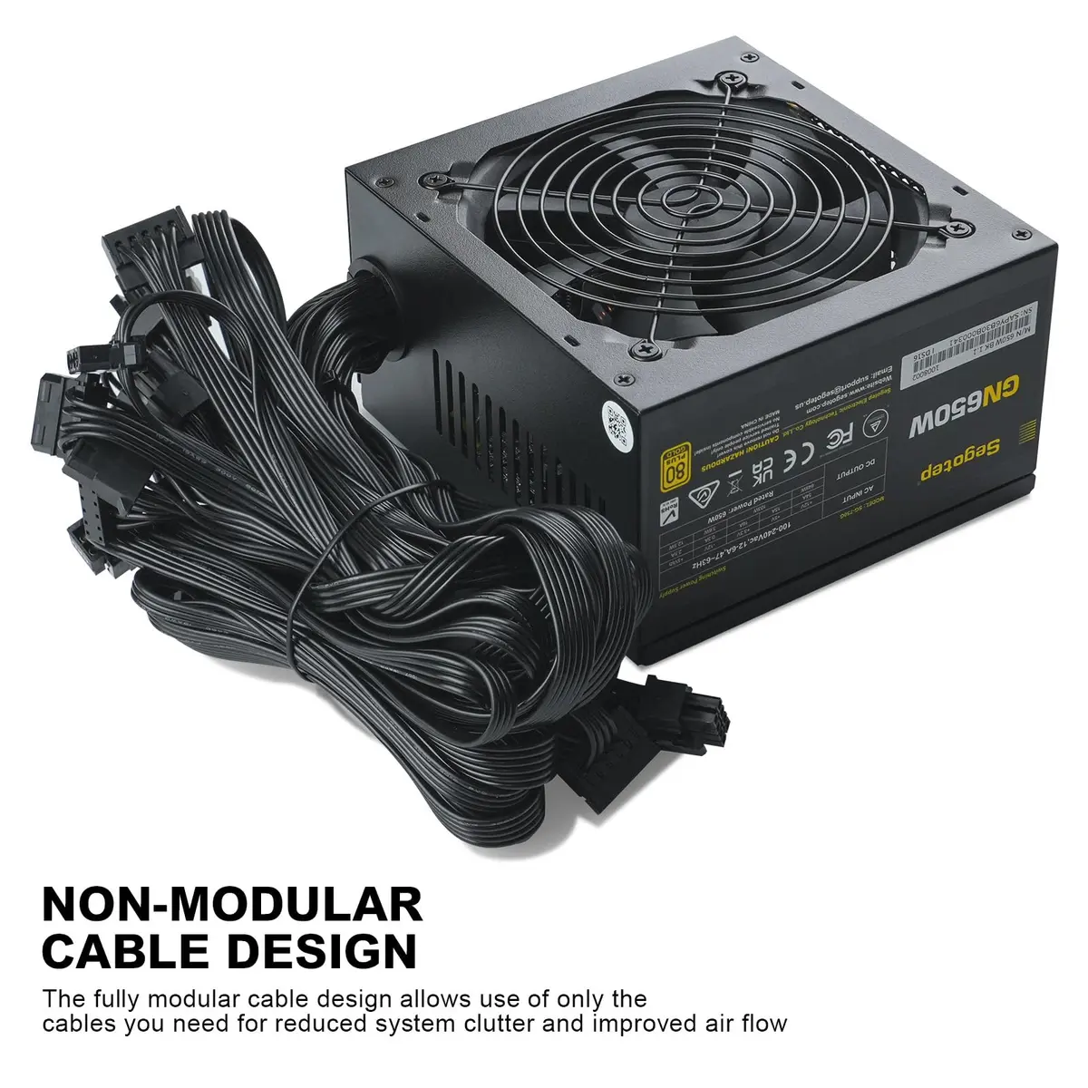 Segotep 650W Power Supply 80 Plus Gold Certified | Non-Modular Gaming PSU with 4 PCIe Connectors (120mm Fan) - view 3