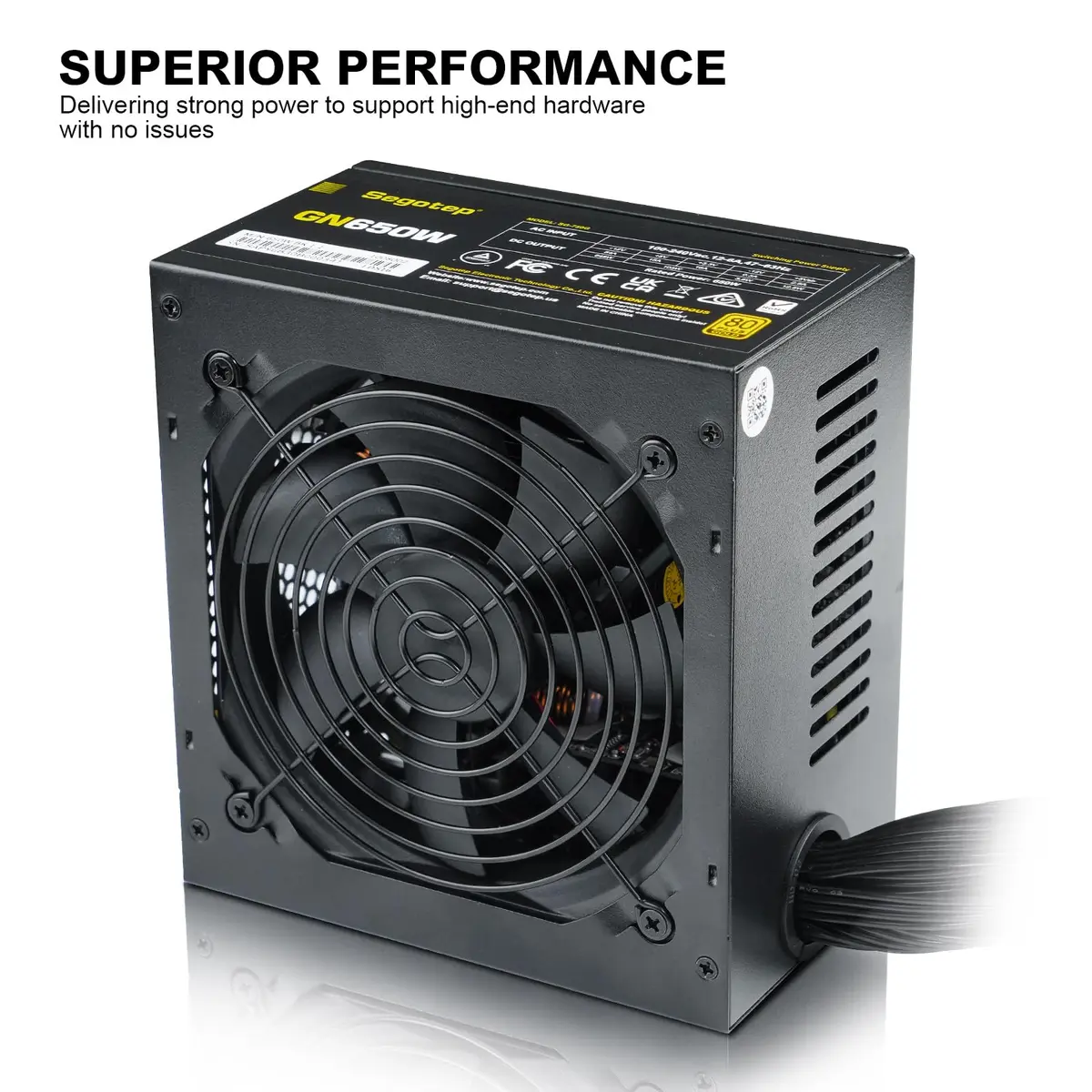 Segotep 650W Power Supply 80 Plus Gold Certified | Non-Modular Gaming PSU with 4 PCIe Connectors (120mm Fan) - view 4