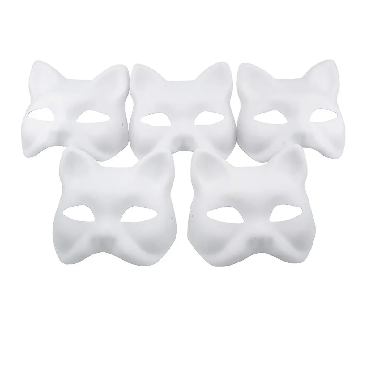 NeverGarden 5pcs White Fox Mask DIY Paintable Cosplay Accessories | Unisex Adult Half Face Masks - main product image
